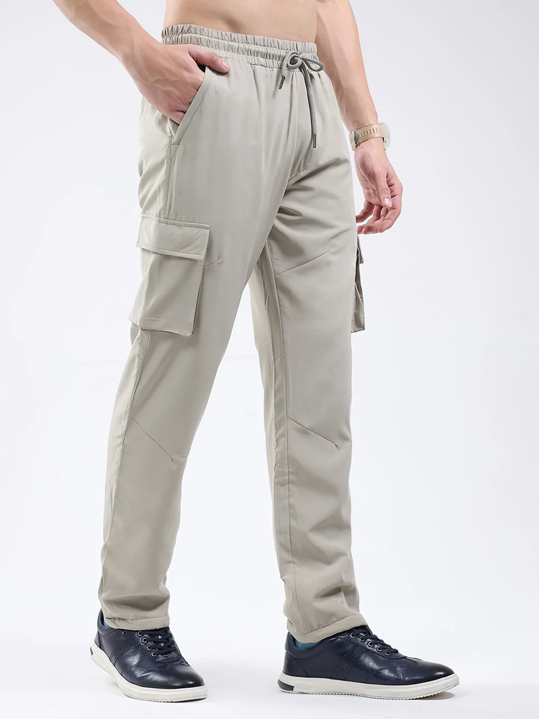 Men Beige Solid Regular Fit Winter Lower - Image 4
