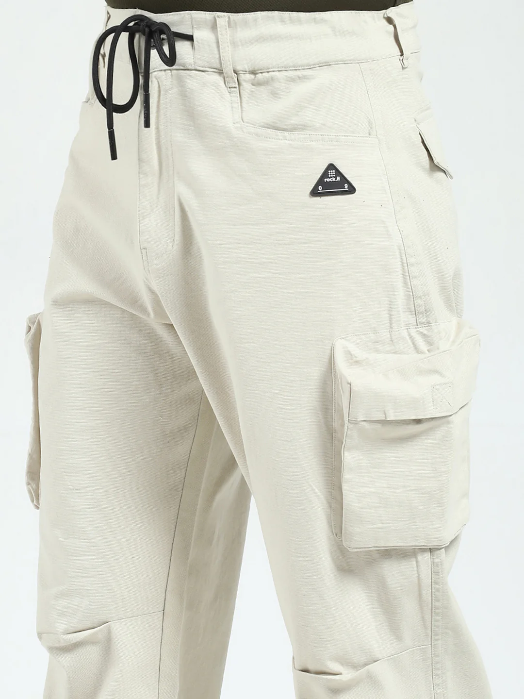 Rock.it Men Beige Solid Straight Fit Cargo - Image 6