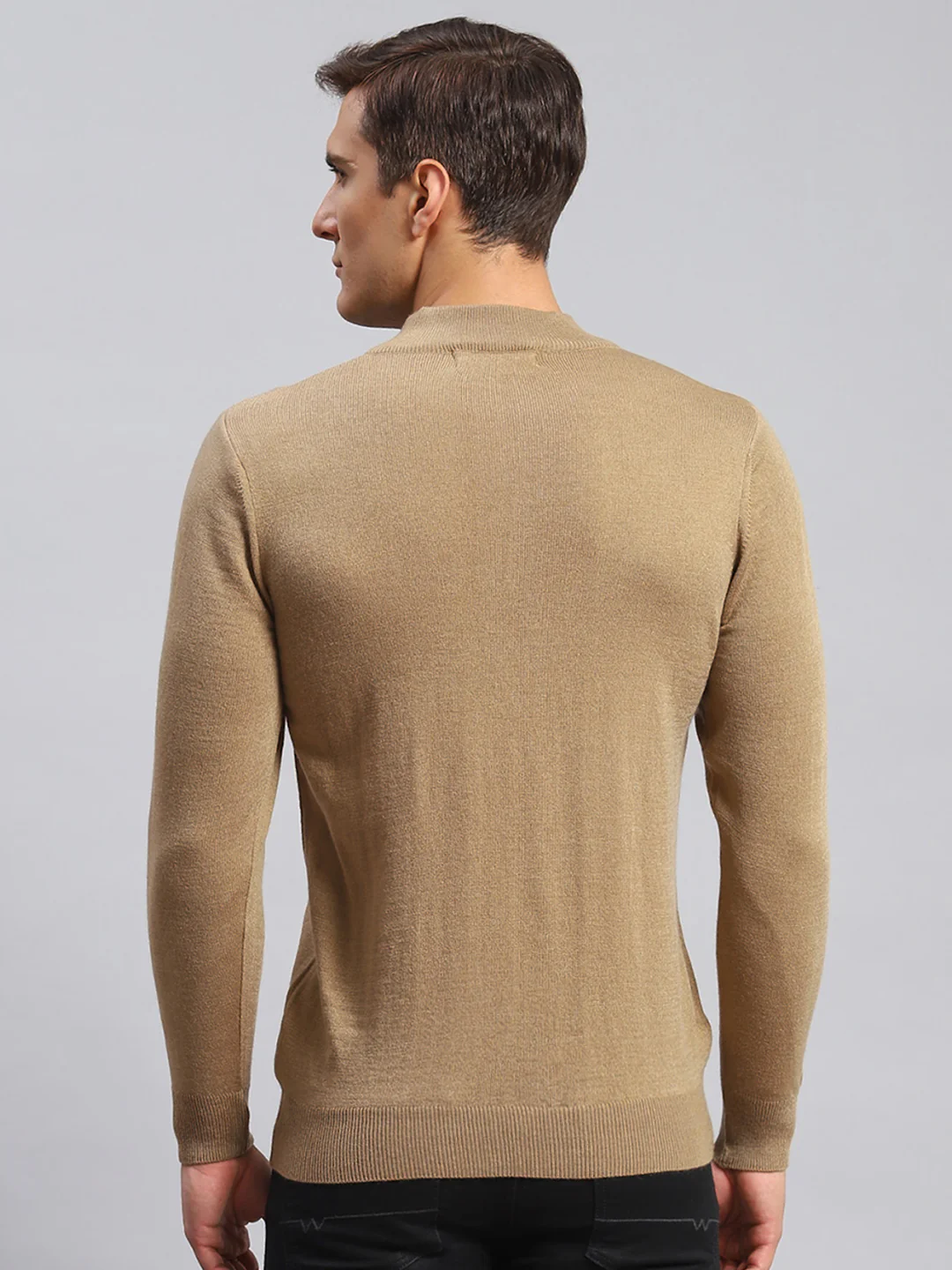 Men Beige Solid Wool blend Pullover - Image 5
