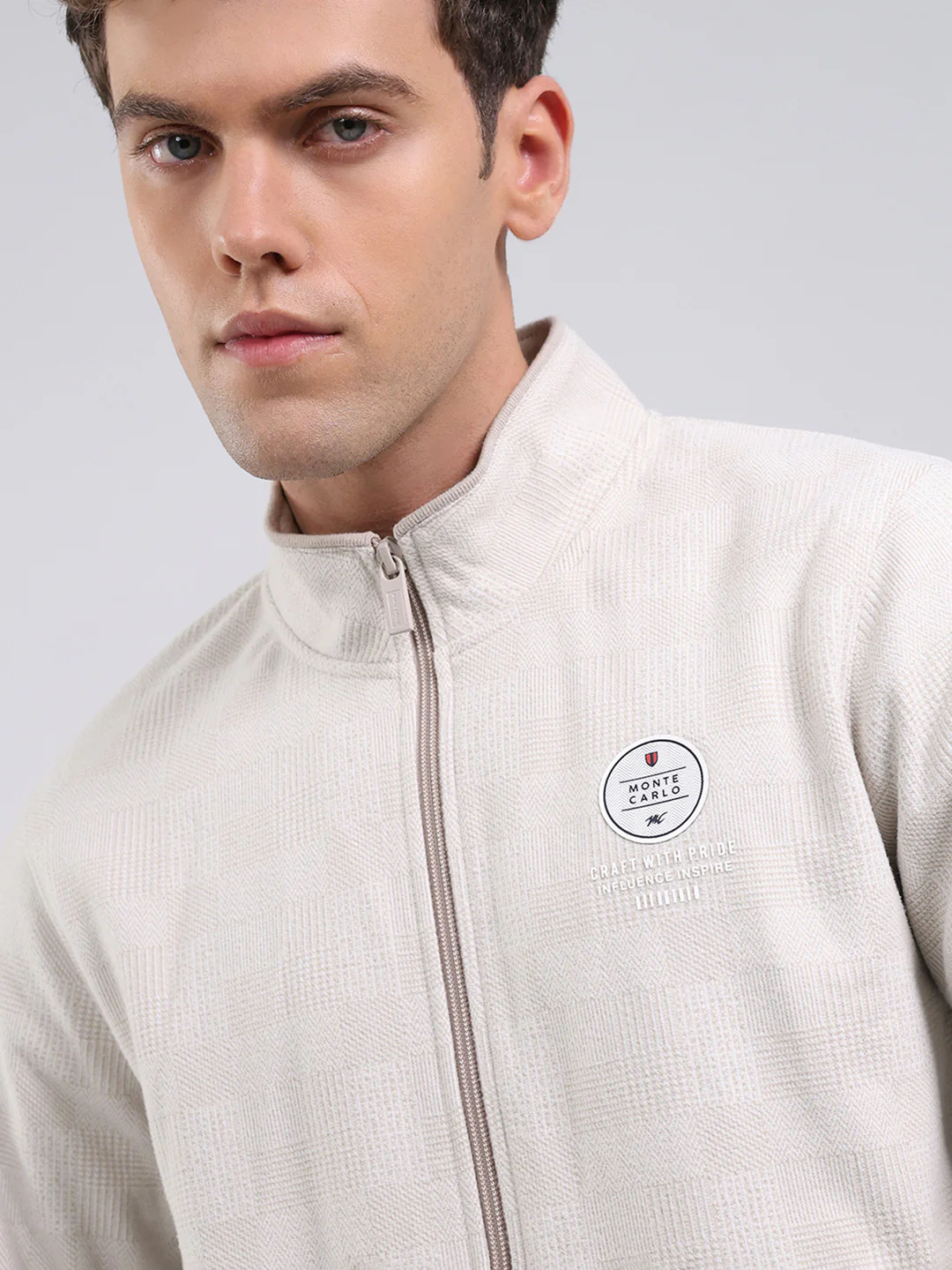 Men Beige Ultra Warm Collar Sweatshirt - Anti-Pilling Fabric - Image 6