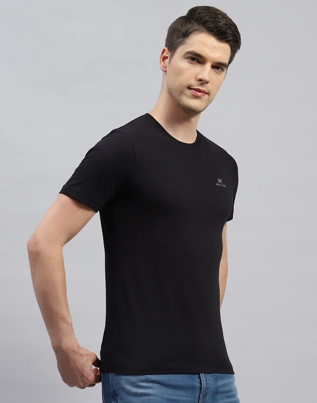Men Black, Blue & Off White Solid Round Neck Half Sleeve T-Shirt (Pack of 3) - Image 6
