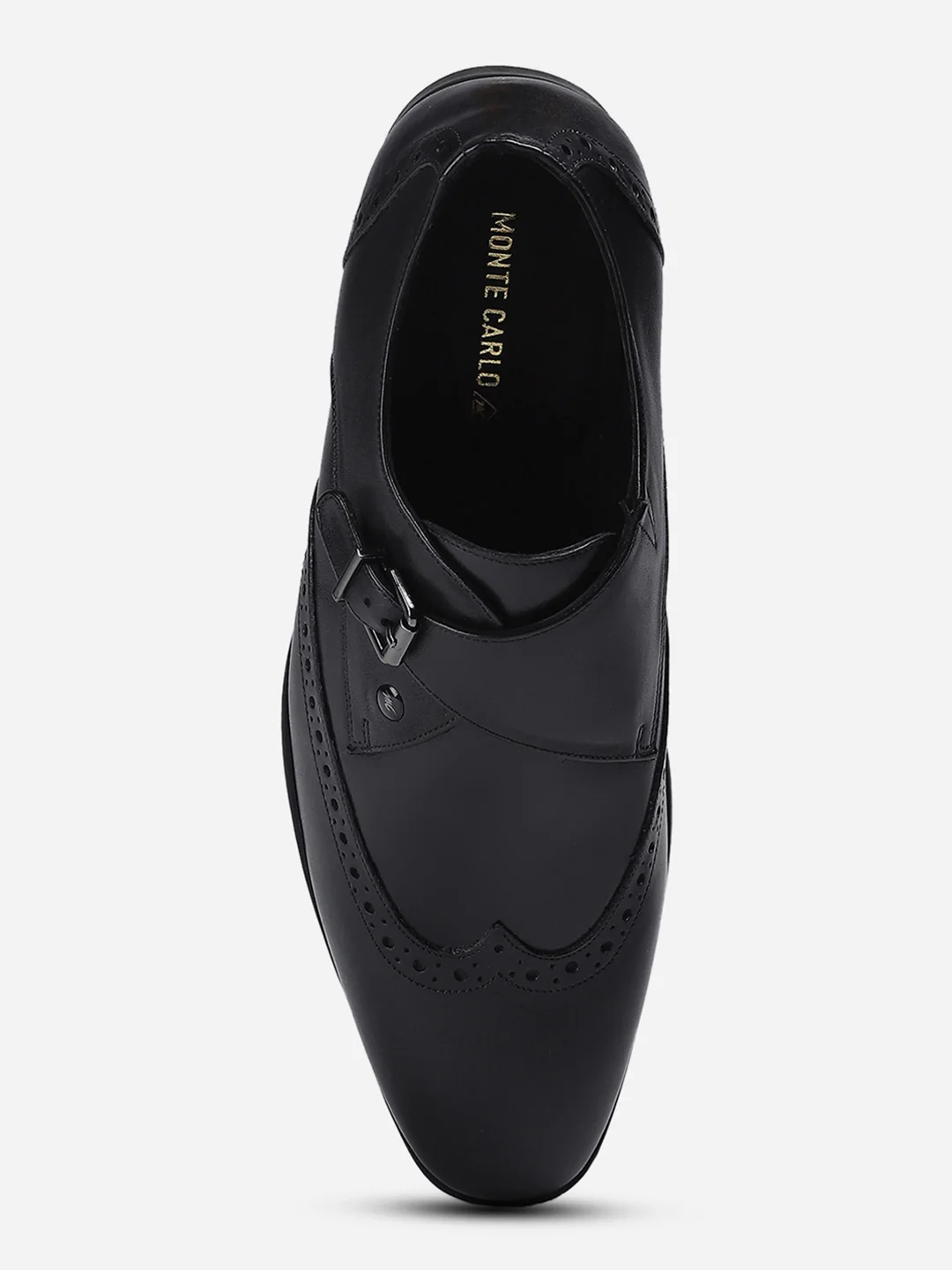 Men Black Buckle Genuine Leather Formal Monks - Image 5