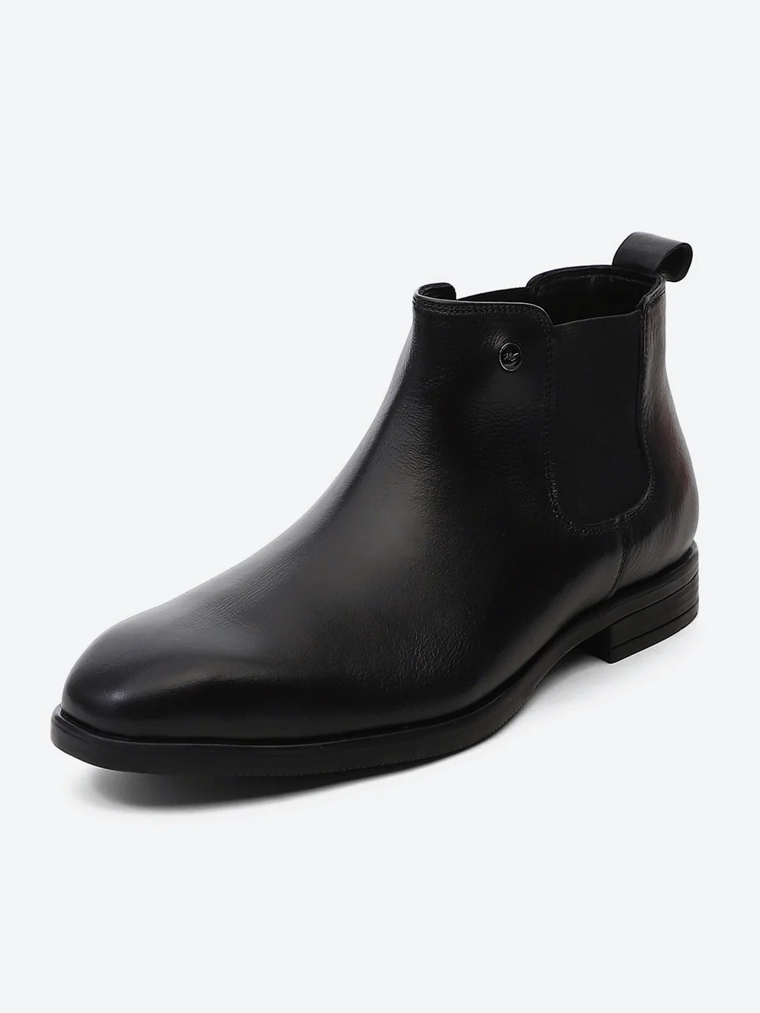 Men Black Elastic Genuine Leather Chelsea Boots - Image 3