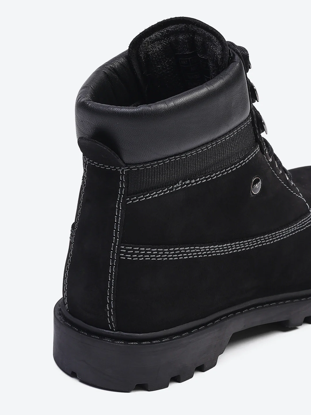Men Black Genuine Leather Lace Up Boots - Image 9