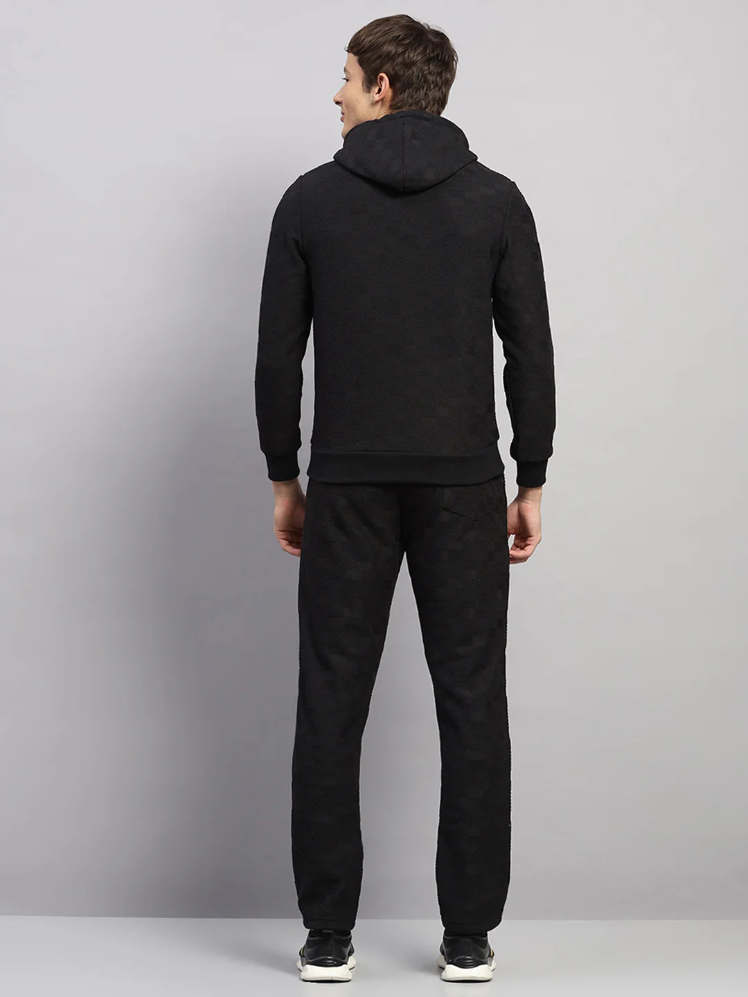 Men Black Jaquard Collar Full Sleeve Winter Tracksuit - Image 5