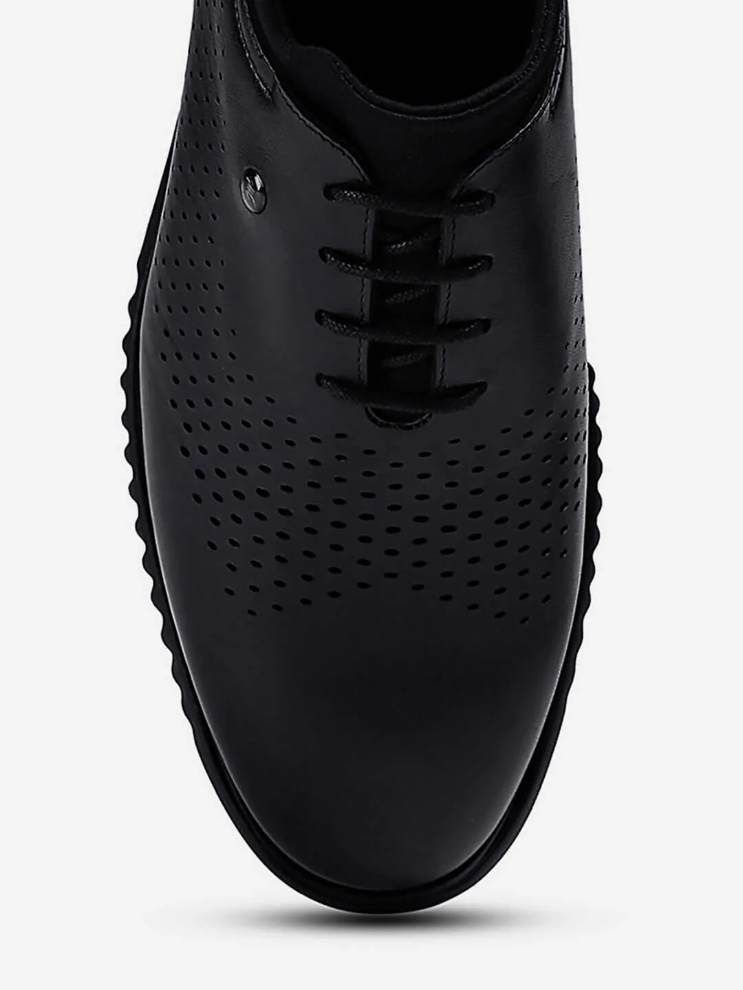 Men Black Lace Up Genuine Leather Casual Shoes - Image 7
