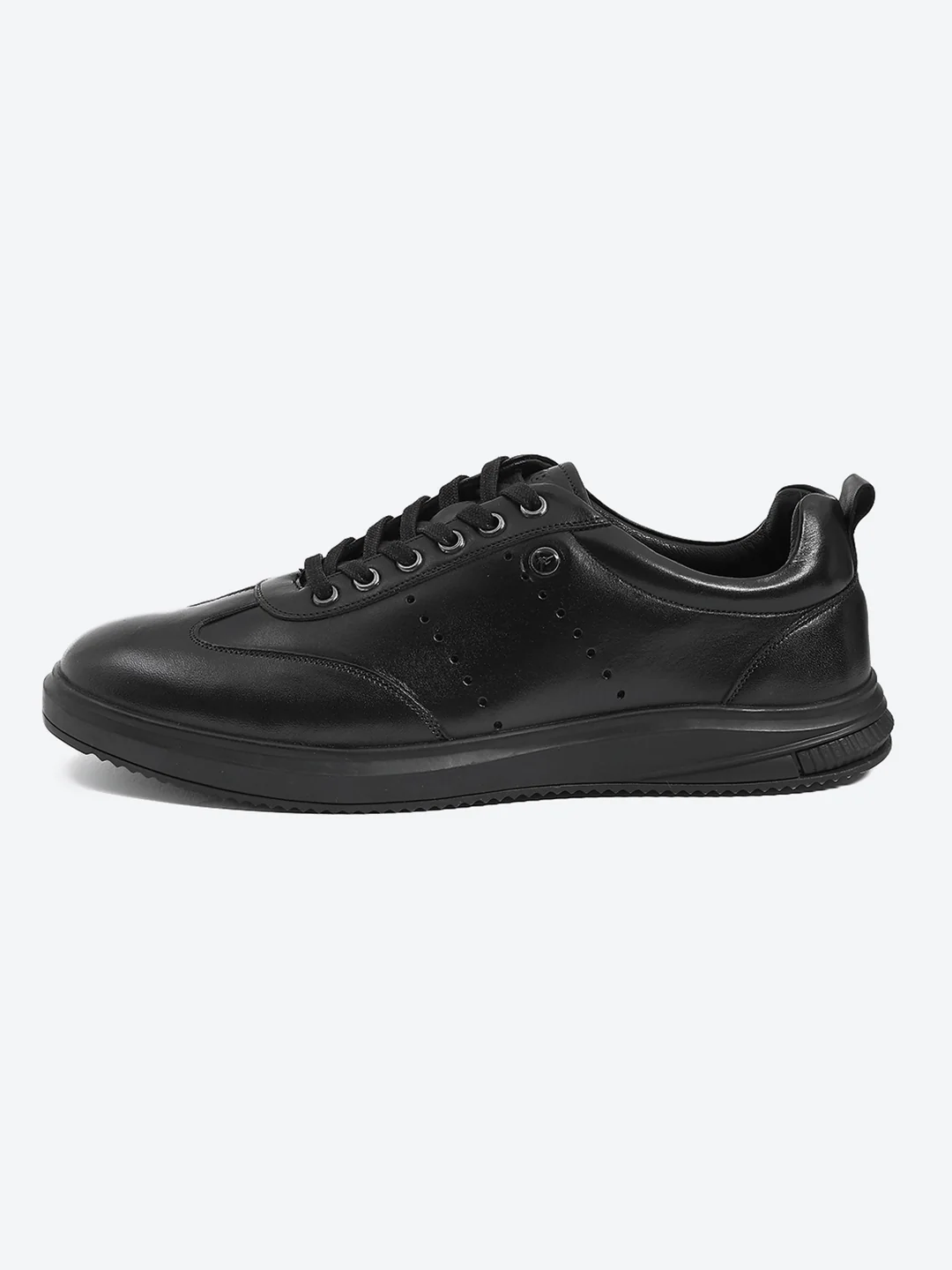 Men Black Lace Up Genuine Leather Casual Shoes - Image 4