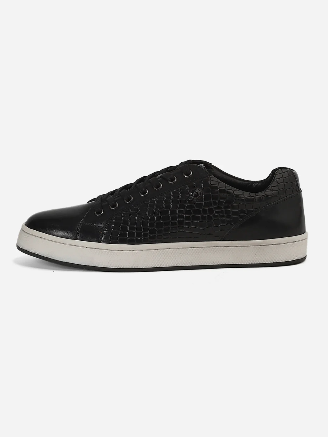 Men Black Lace-Up Genuine Leather Casual Sneaker - Image 6