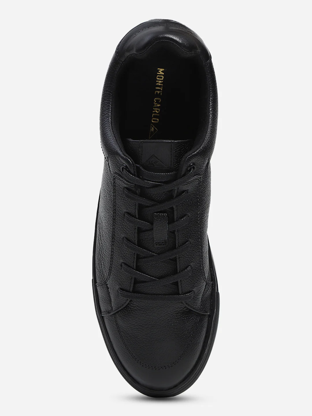 Men Black Lace Up Genuine Leather Casual Sneakers - Image 7