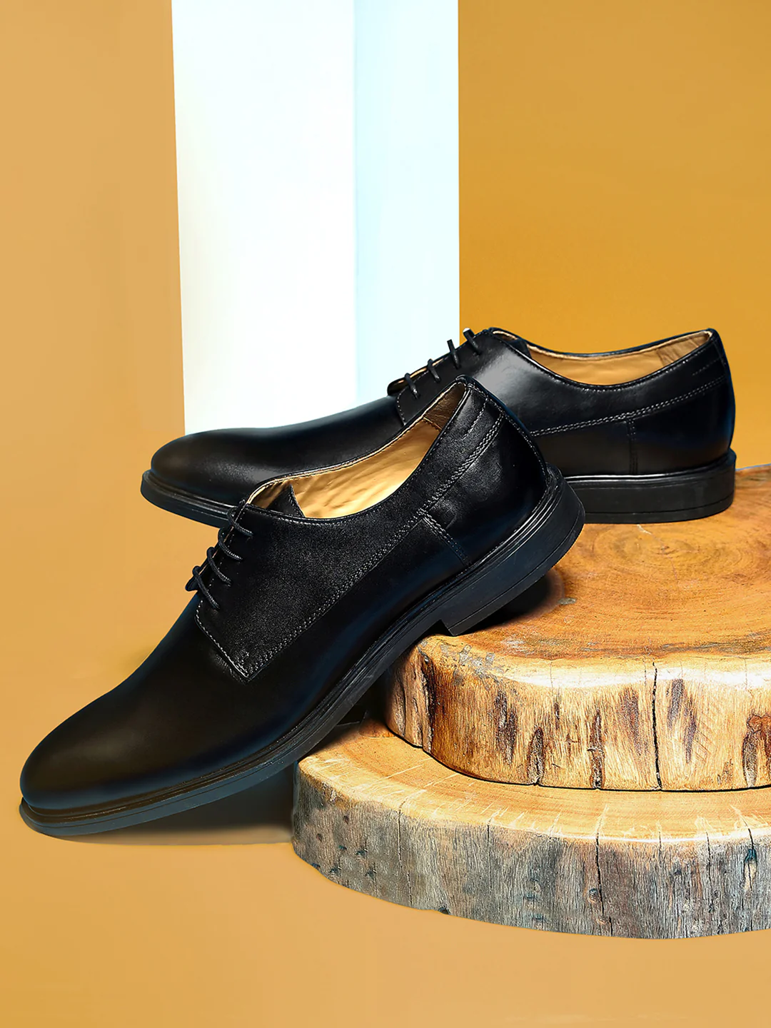 Men Black Lace Up Genuine Leather Formal Derby - Image 10