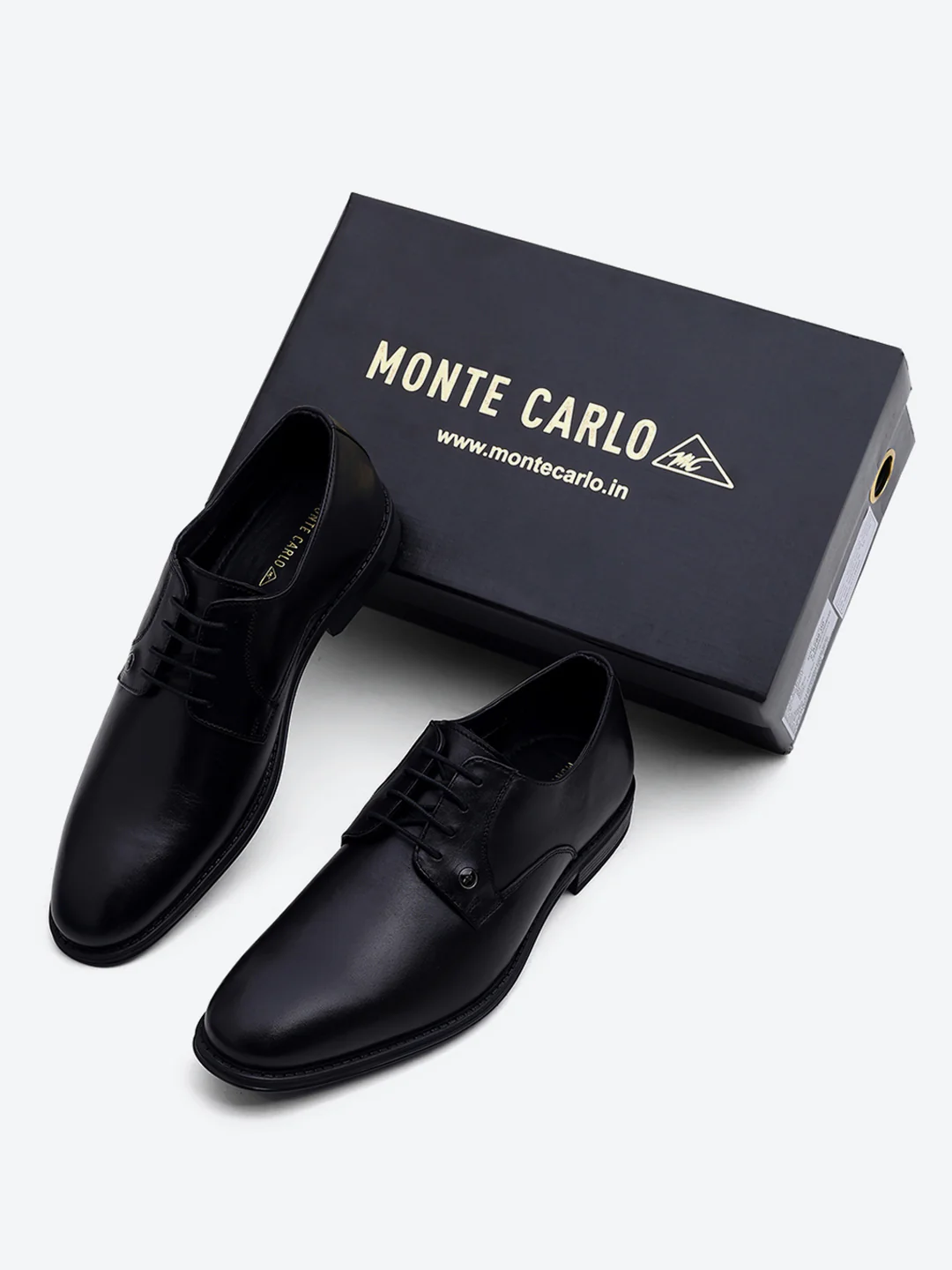 Men Black Lace Up Genuine Leather Formal Derby - Image 2