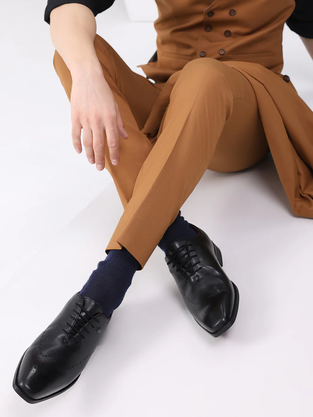 Men Black Lace Up Genuine Leather Formal Oxfords - Image 10