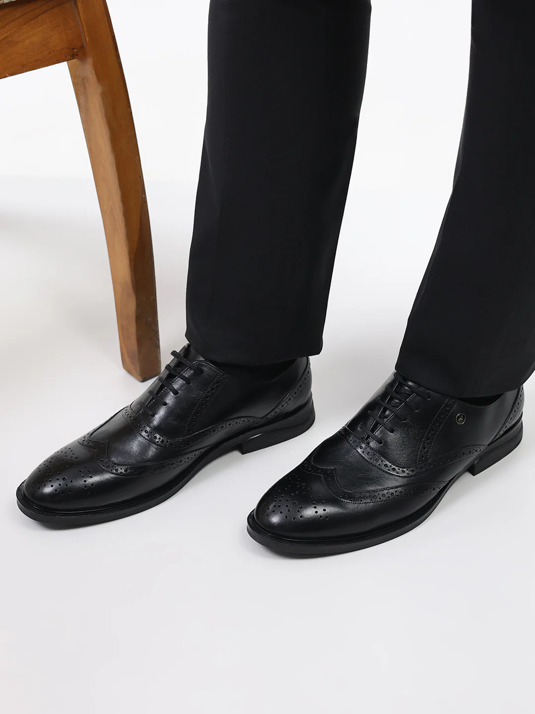 Men Black Lace Up Genuine Leather Formal Oxfords - Image 10