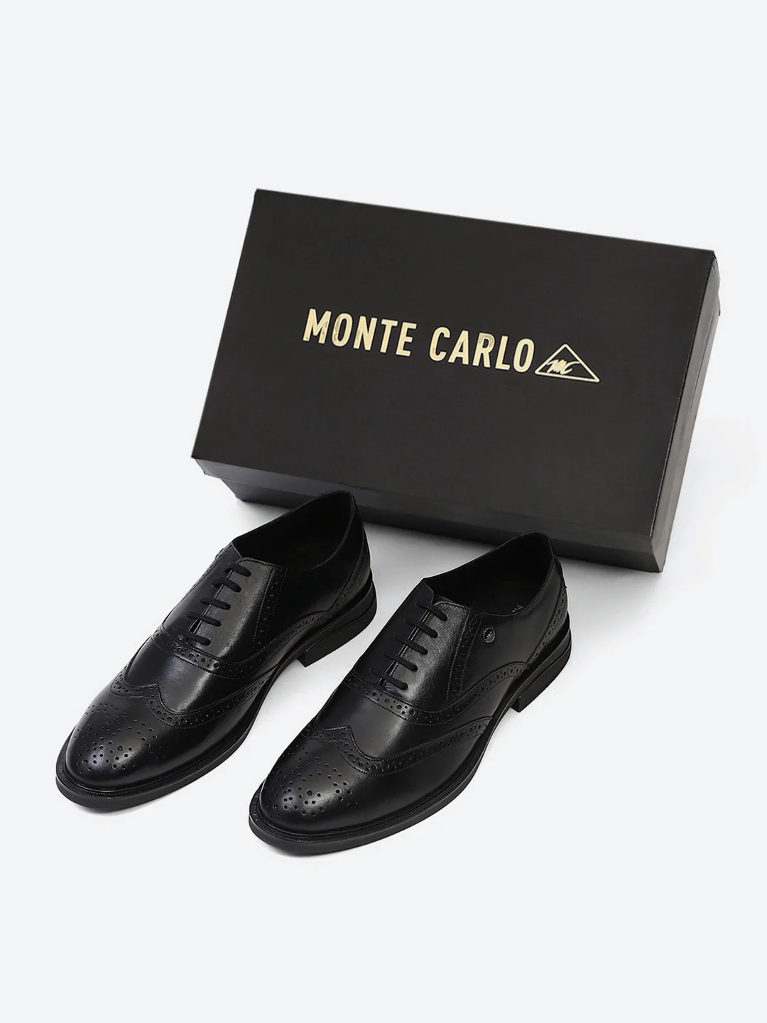 Men Black Lace Up Genuine Leather Formal Oxfords - Image 2