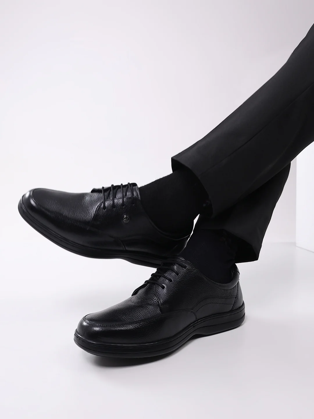 Men Black Lace Up Genuine Leather Formal Shoes - Image 10