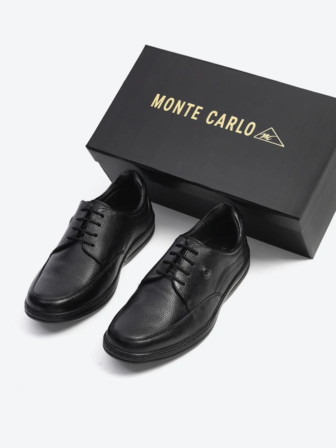 Men Black Lace Up Genuine Leather Formal Shoes - Image 2