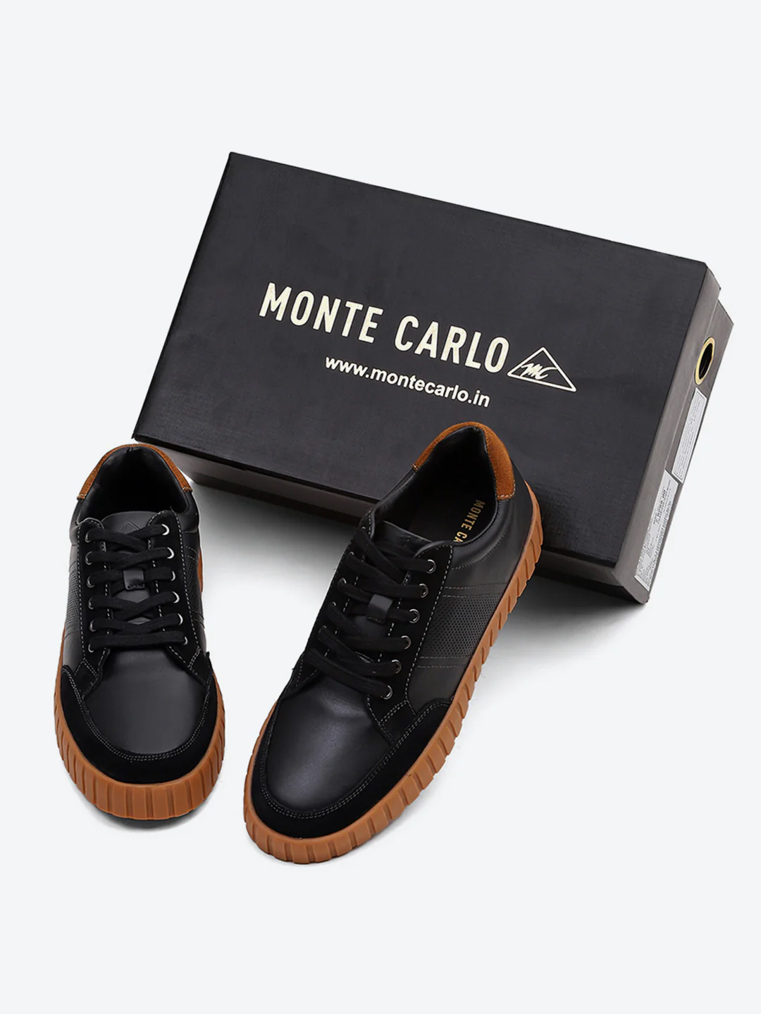 Men Black Lace Up Genuine Leather Sneaker - Image 2