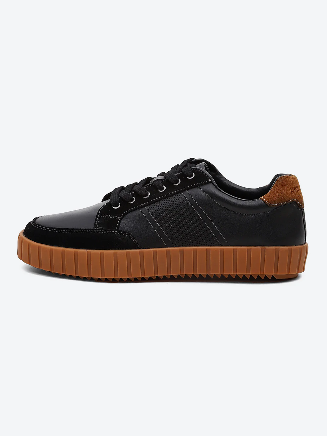 Men Black Lace Up Genuine Leather Sneaker - Image 4