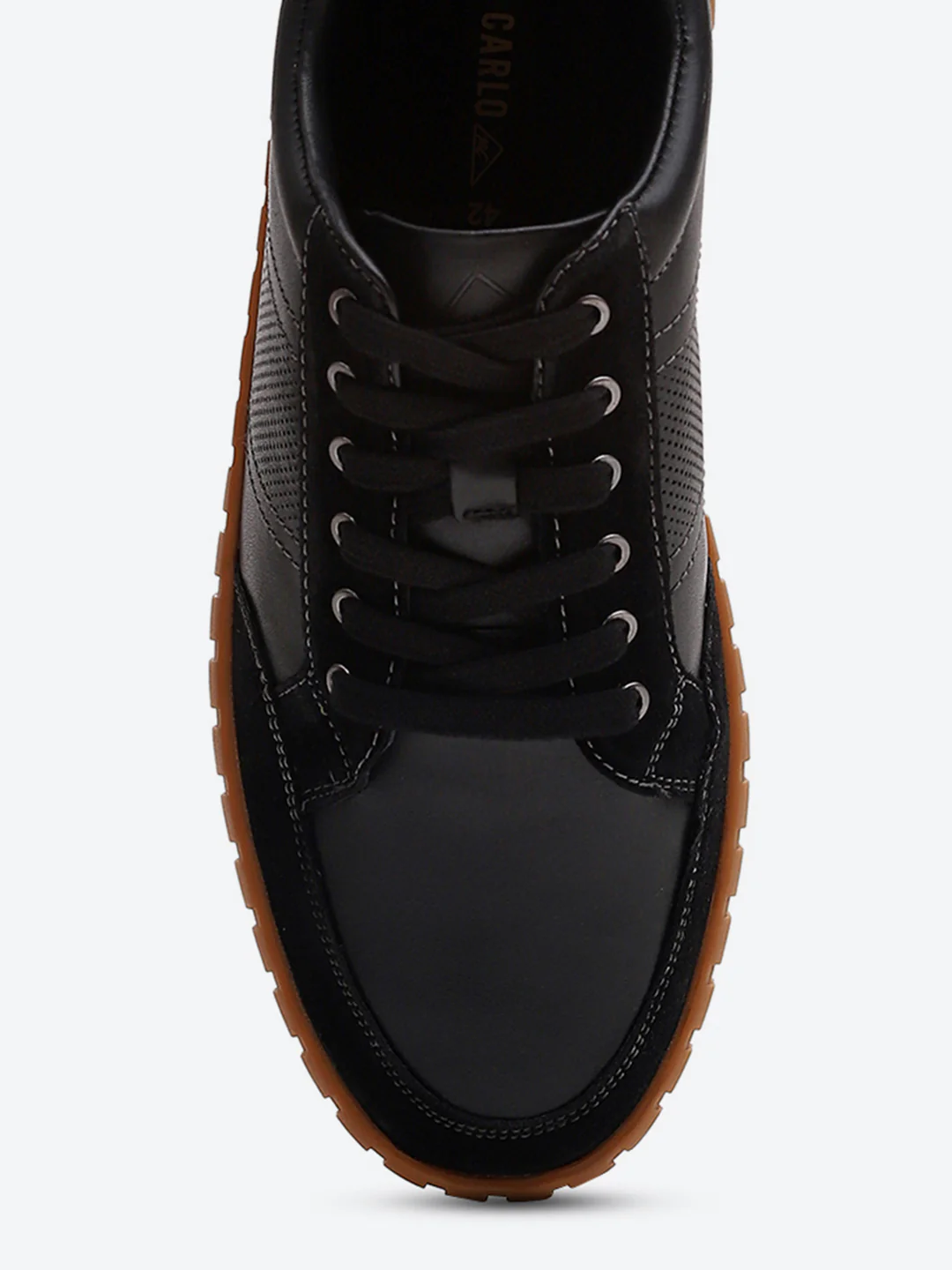 Men Black Lace Up Genuine Leather Sneaker - Image 7