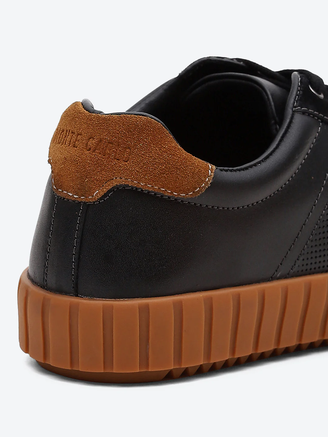 Men Black Lace Up Genuine Leather Sneaker - Image 9