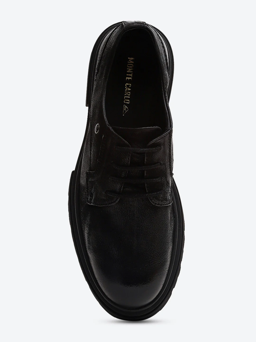 Men Black Lace Up Leather Chunky Shoes - Image 6