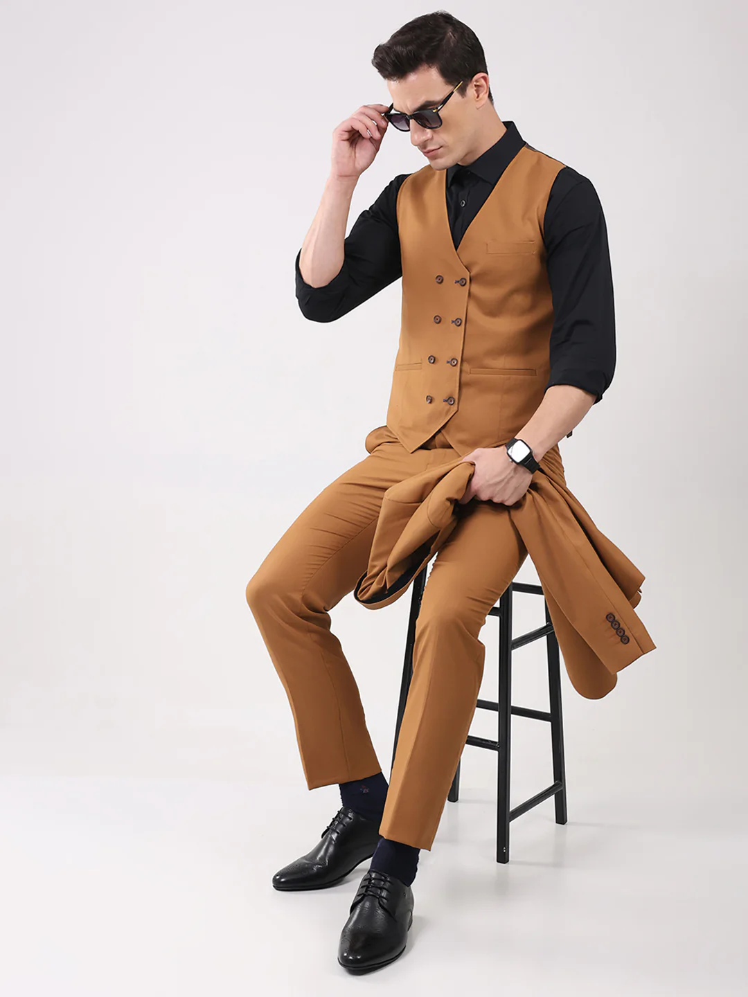 Men Black Lace Up Leather Formal Derby - Image 10
