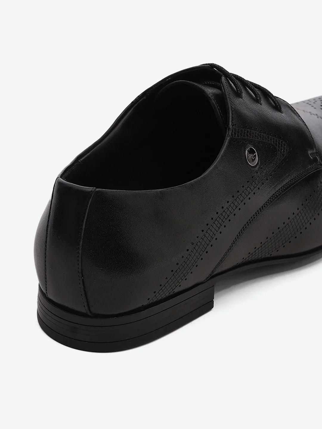 Men Black Lace Up Leather Formal Derby - Image 9