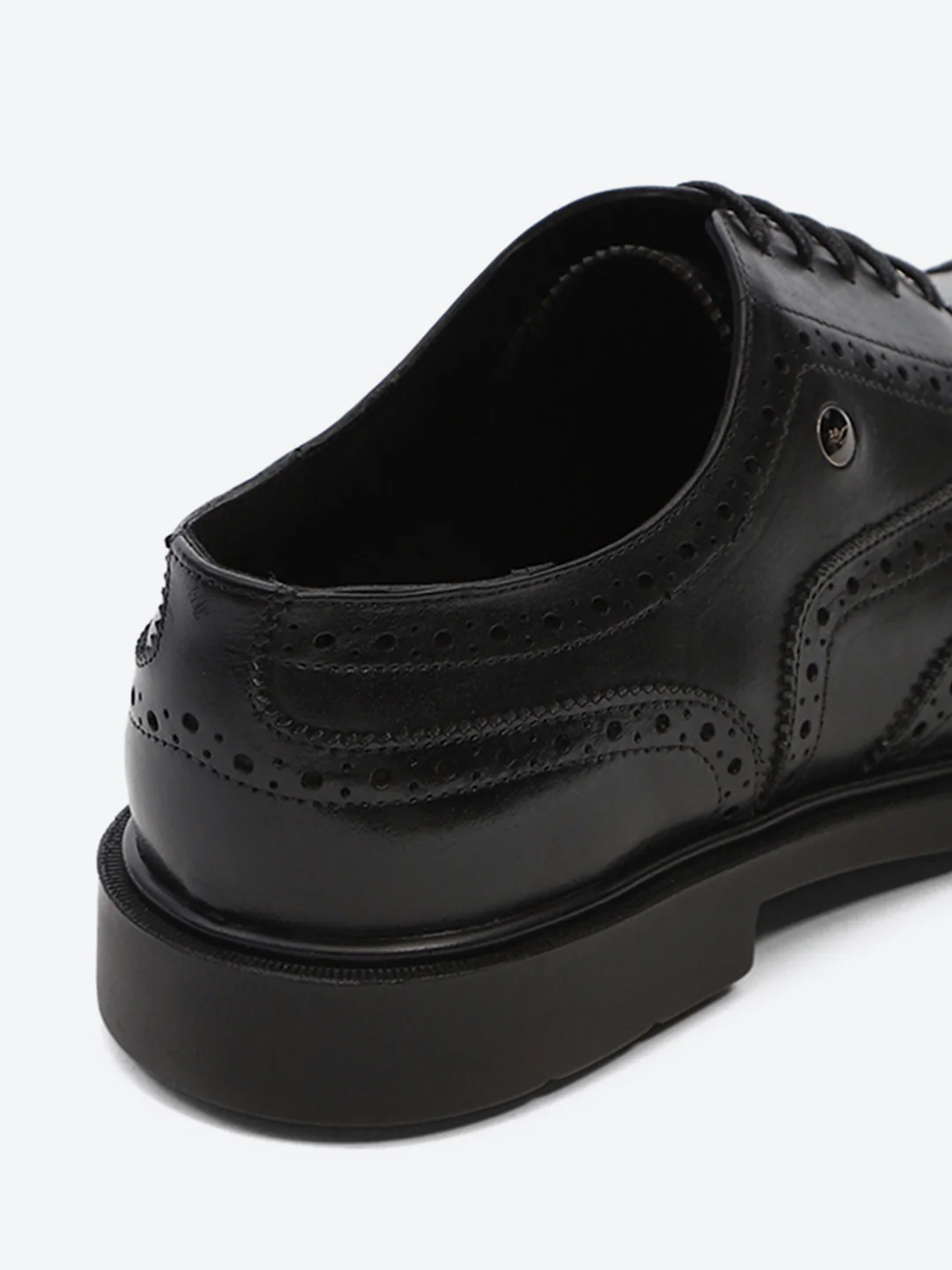 Men Black Lace Up Leather Formal Oxfords - Image 9