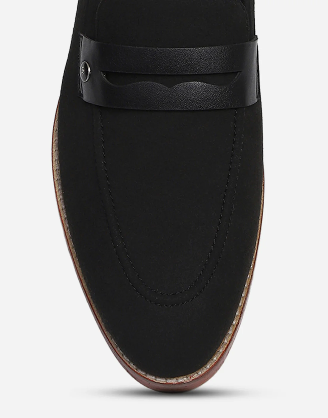 Men Black Slip on Microfiber Loafers - Image 7