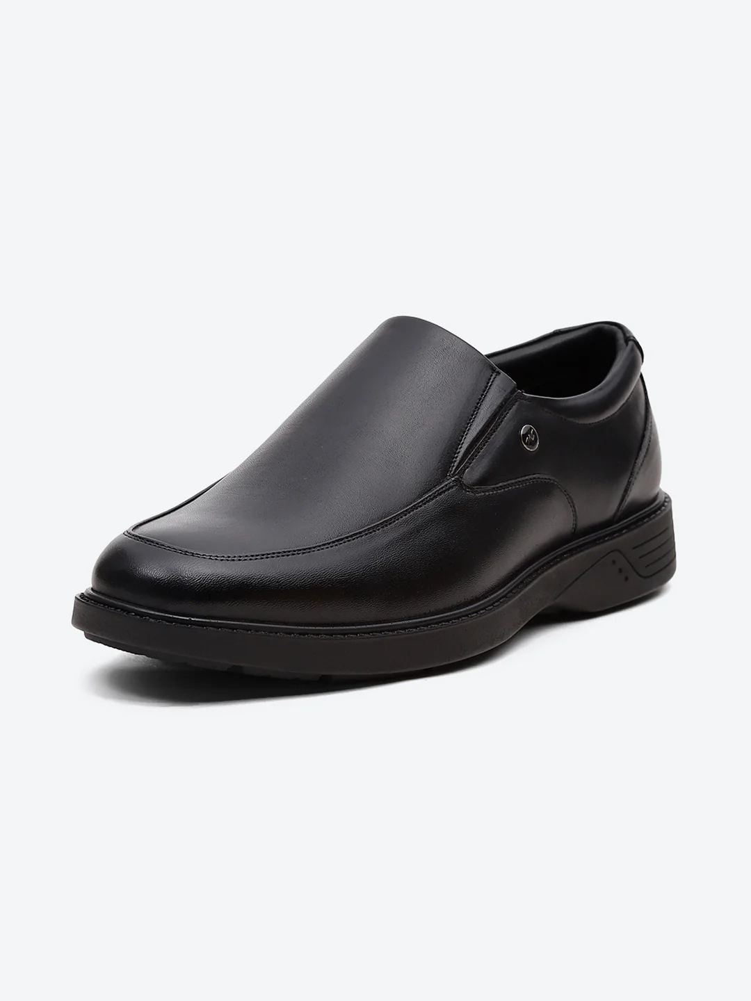 Men Black Leather Slip on Shoes - Image 3