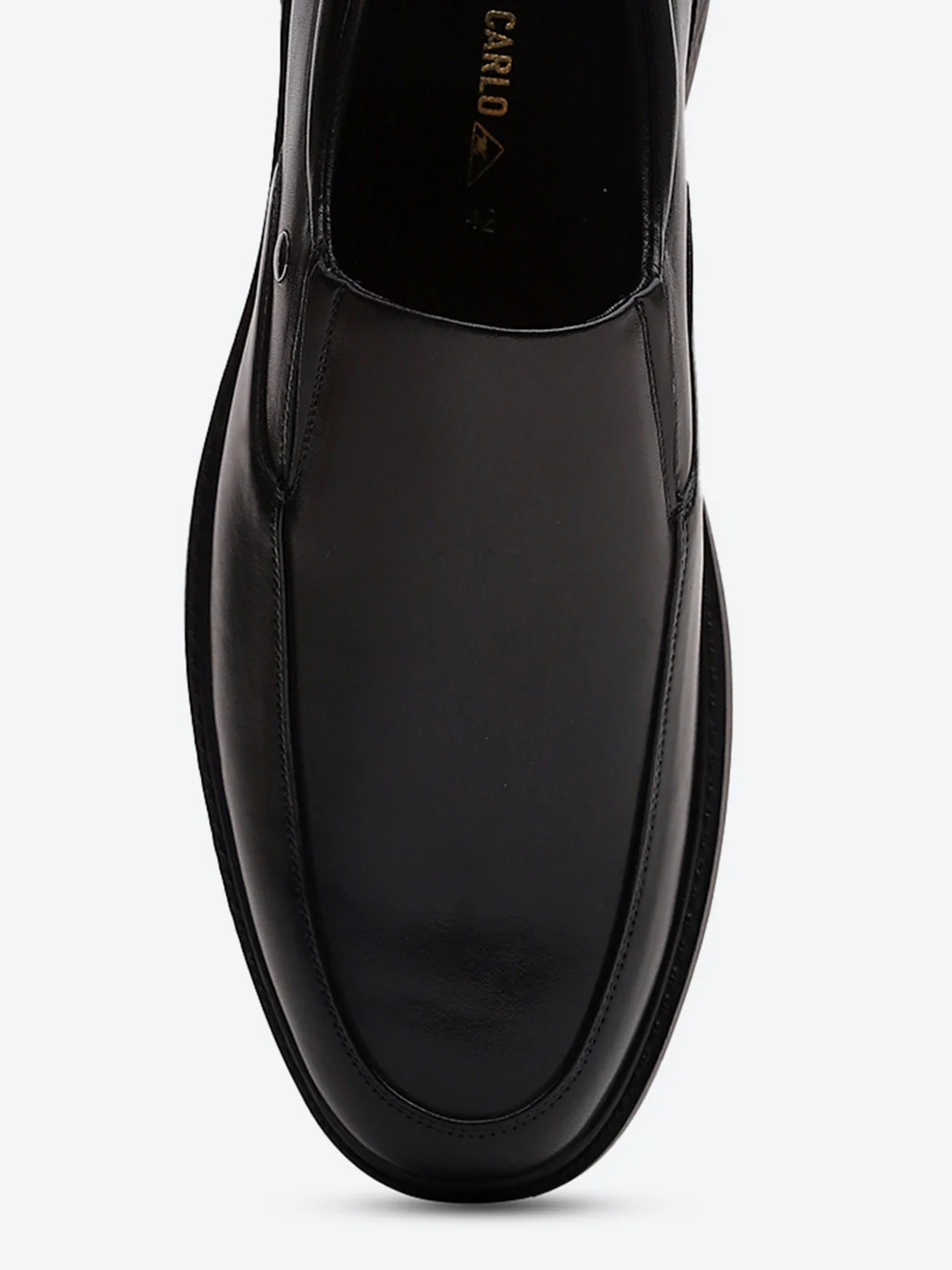Men Black Leather Slip on Shoes - Image 7