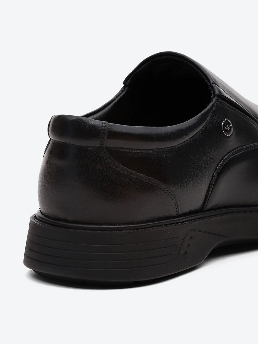 Men Black Leather Slip on Shoes - Image 9