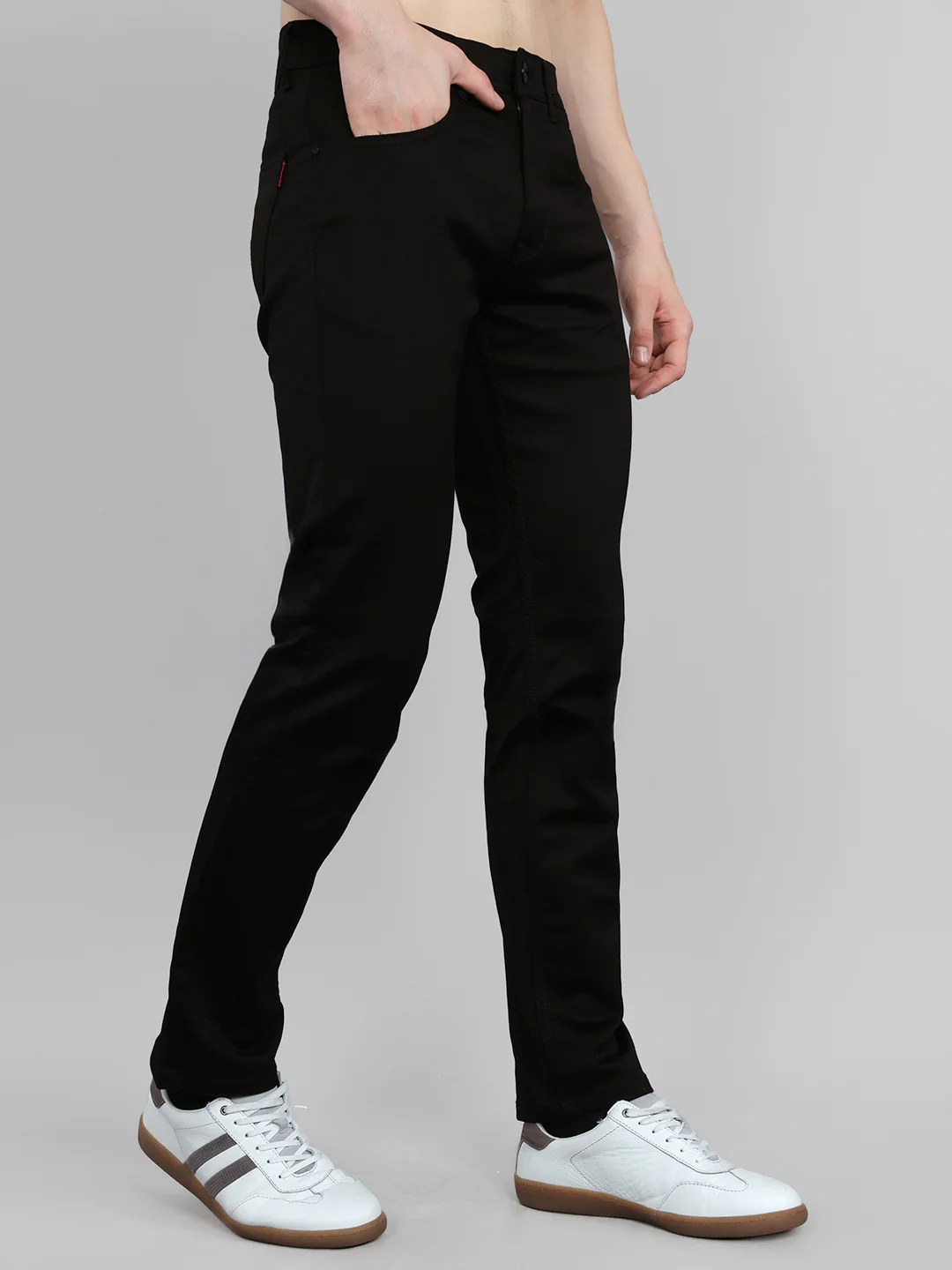 Men Black Light Wash Ankle Length Denim - Image 3