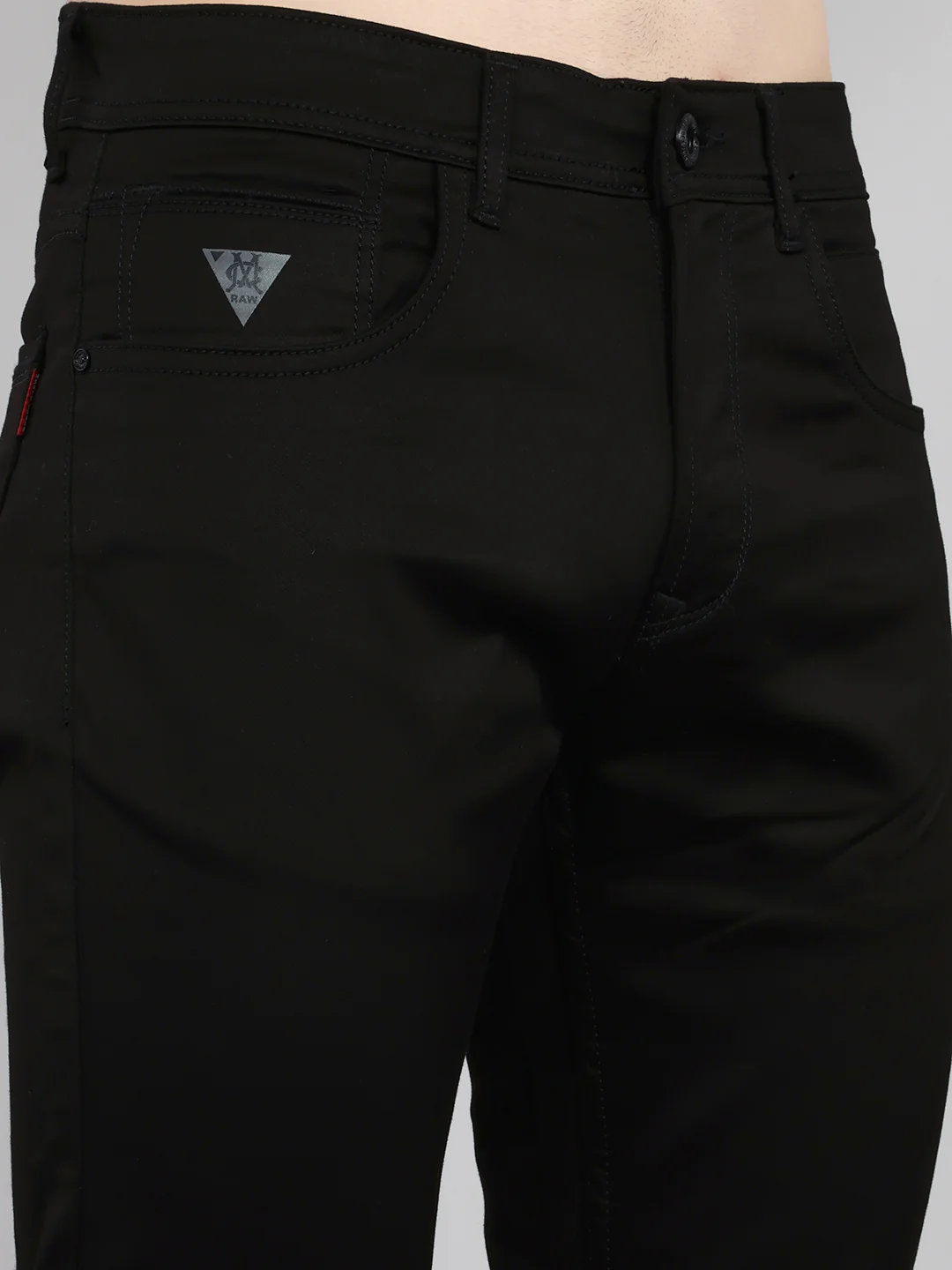 Men Black Light Wash Ankle Length Denim - Image 4