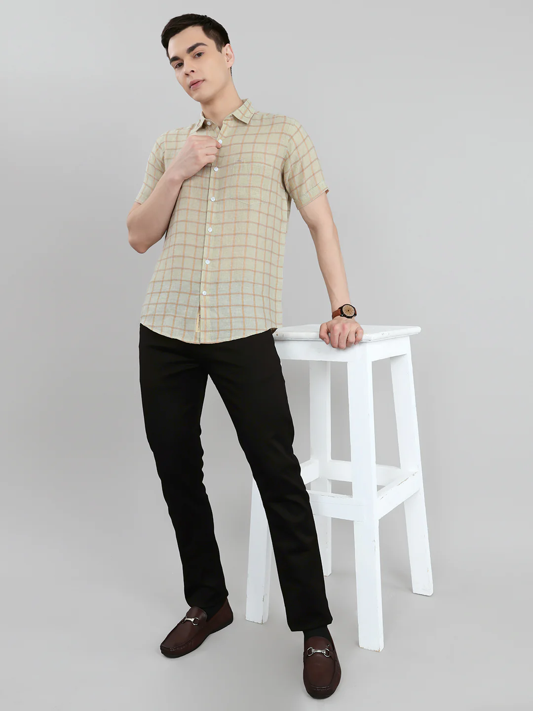 Men Black Light Wash Ankle Length Denim - Image 6