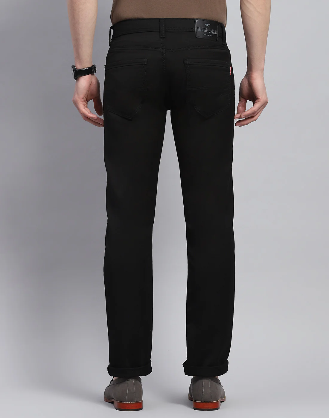 Men Black Light Wash Narrow Fit Denim - Image 5