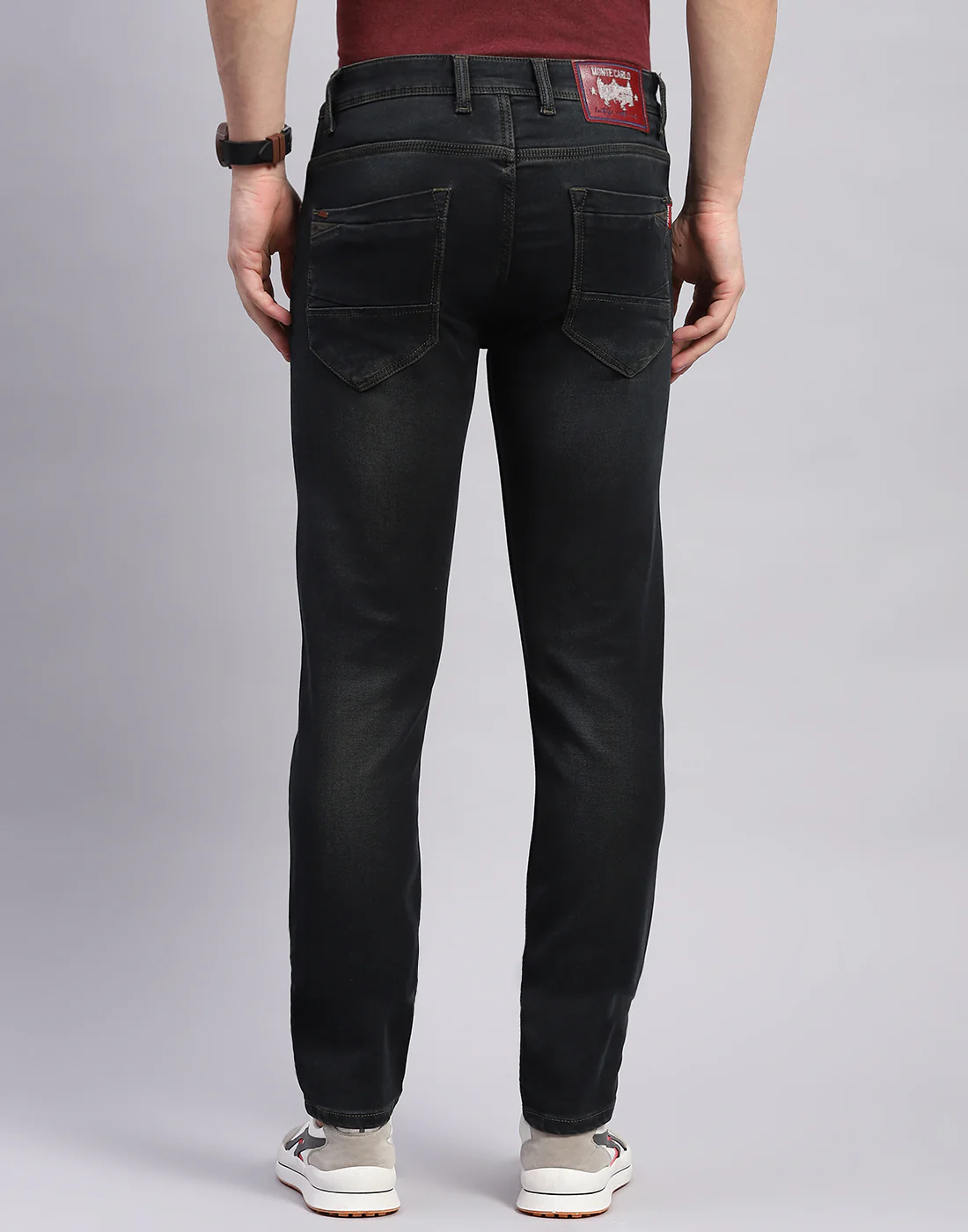 Men Black Light Wash Narrow Fit Denim - Image 5