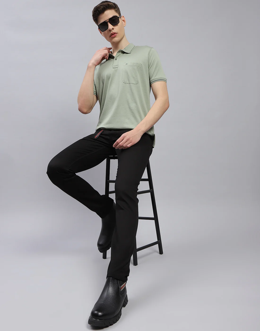 Men Black Light Wash Skinny Fit Denim - Image 2