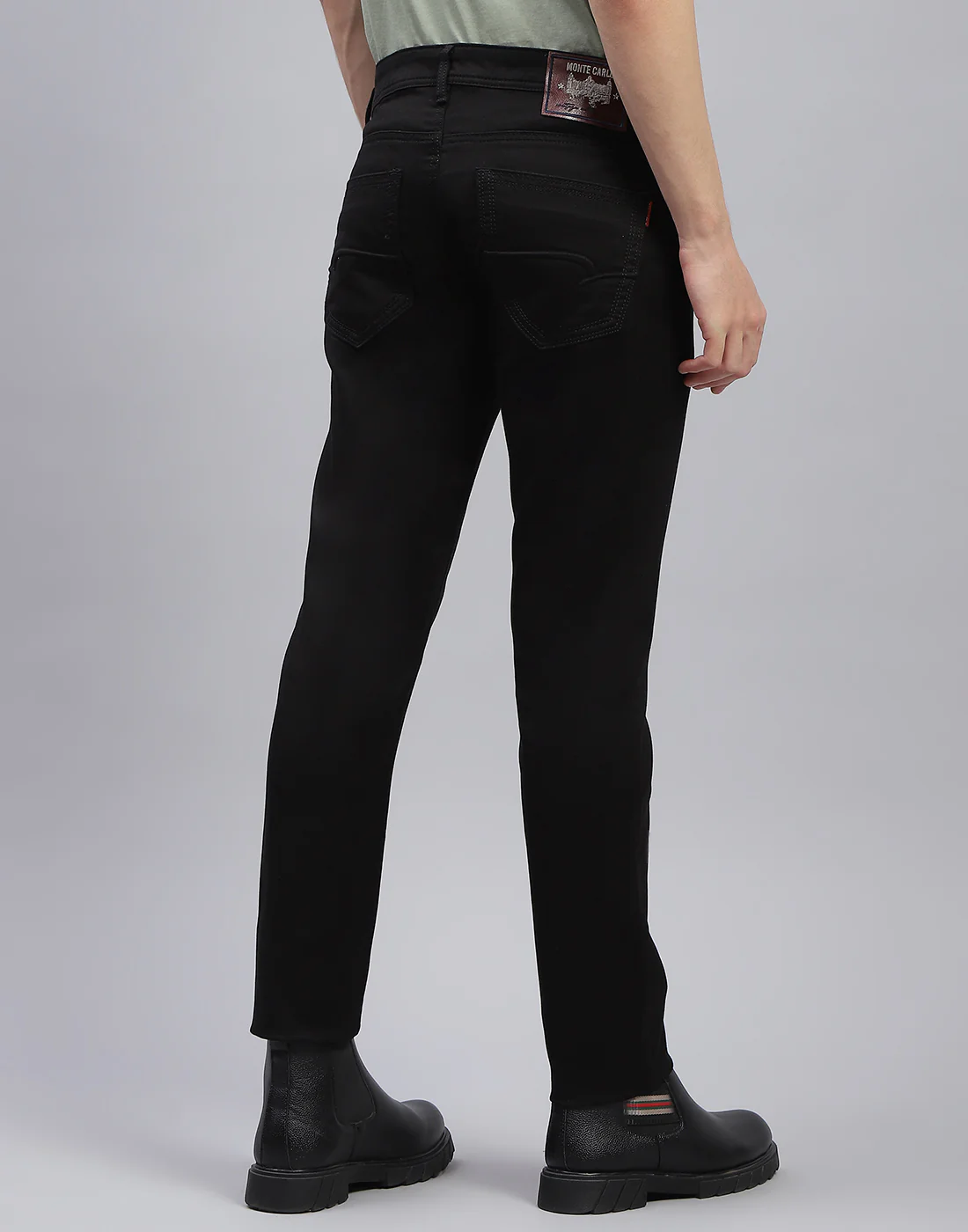 Men Black Light Wash Skinny Fit Denim - Image 5