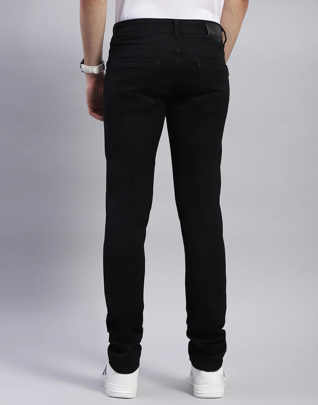 Men Black Light Wash Slim Fit Denim - Image 5