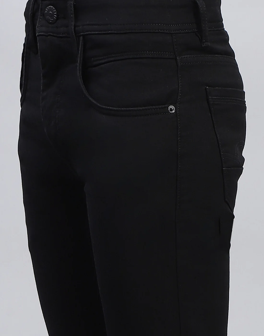 Men Black Light Wash Slim Fit Denim - Image 6