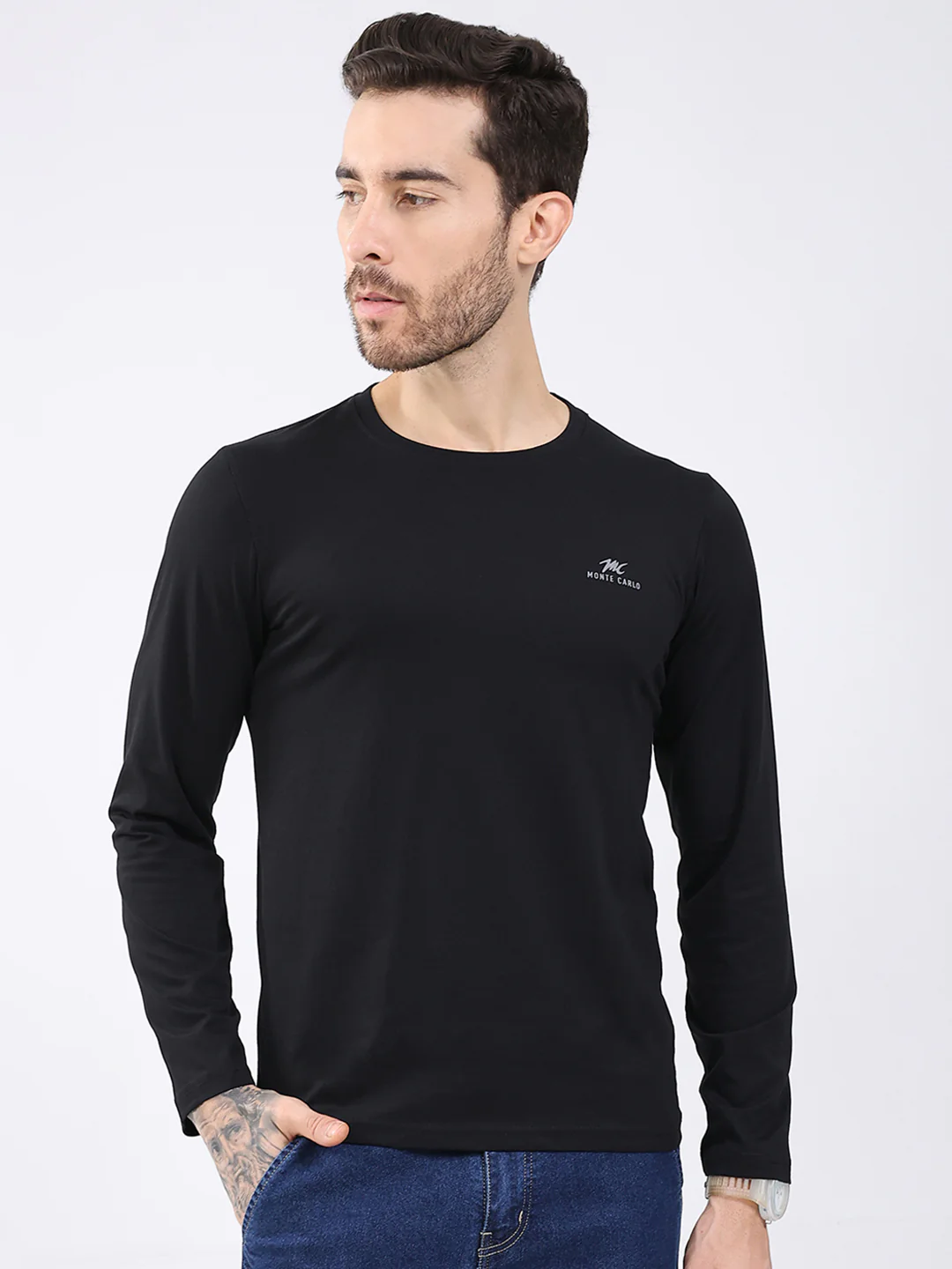 Men Black & Maroon Solid Round Neck Full Sleeve T-Shirt (Pack of 2) - Image 7
