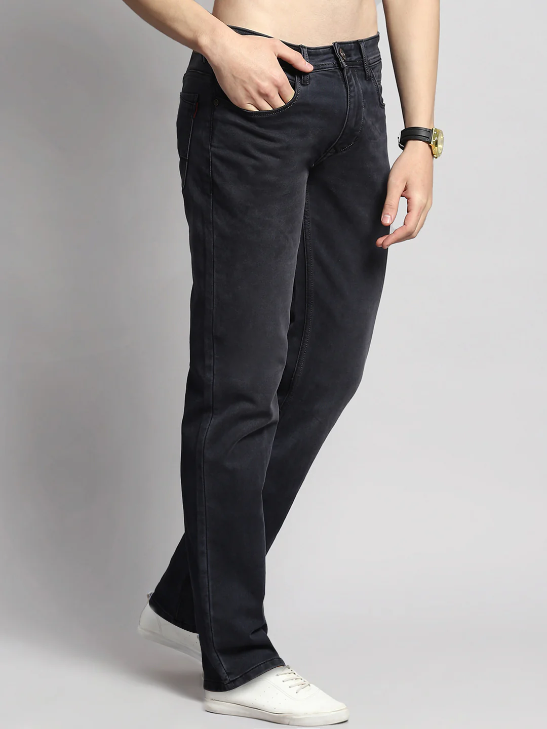Men Black Normal Wash Straight Fit Denim - Image 9