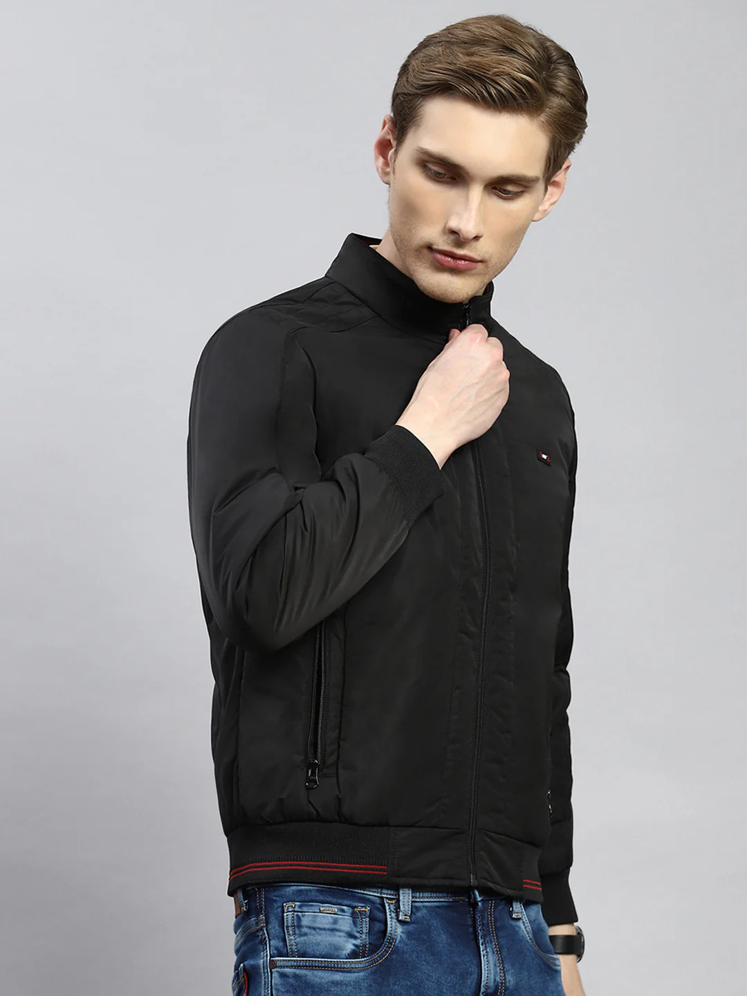 Men Black Plain Jacket - Image 3