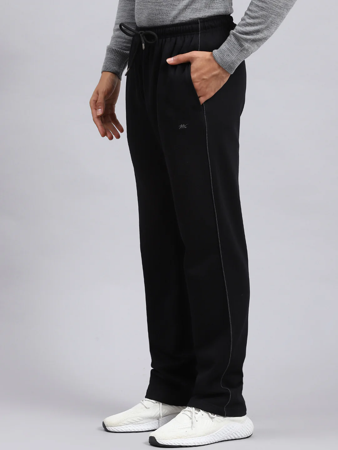Men Black Plain Winter Lower - Image 4