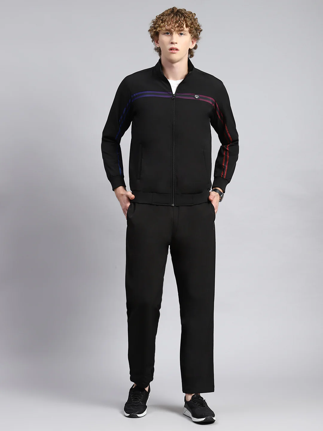 Men Black Plain Tracksuit - Image 2