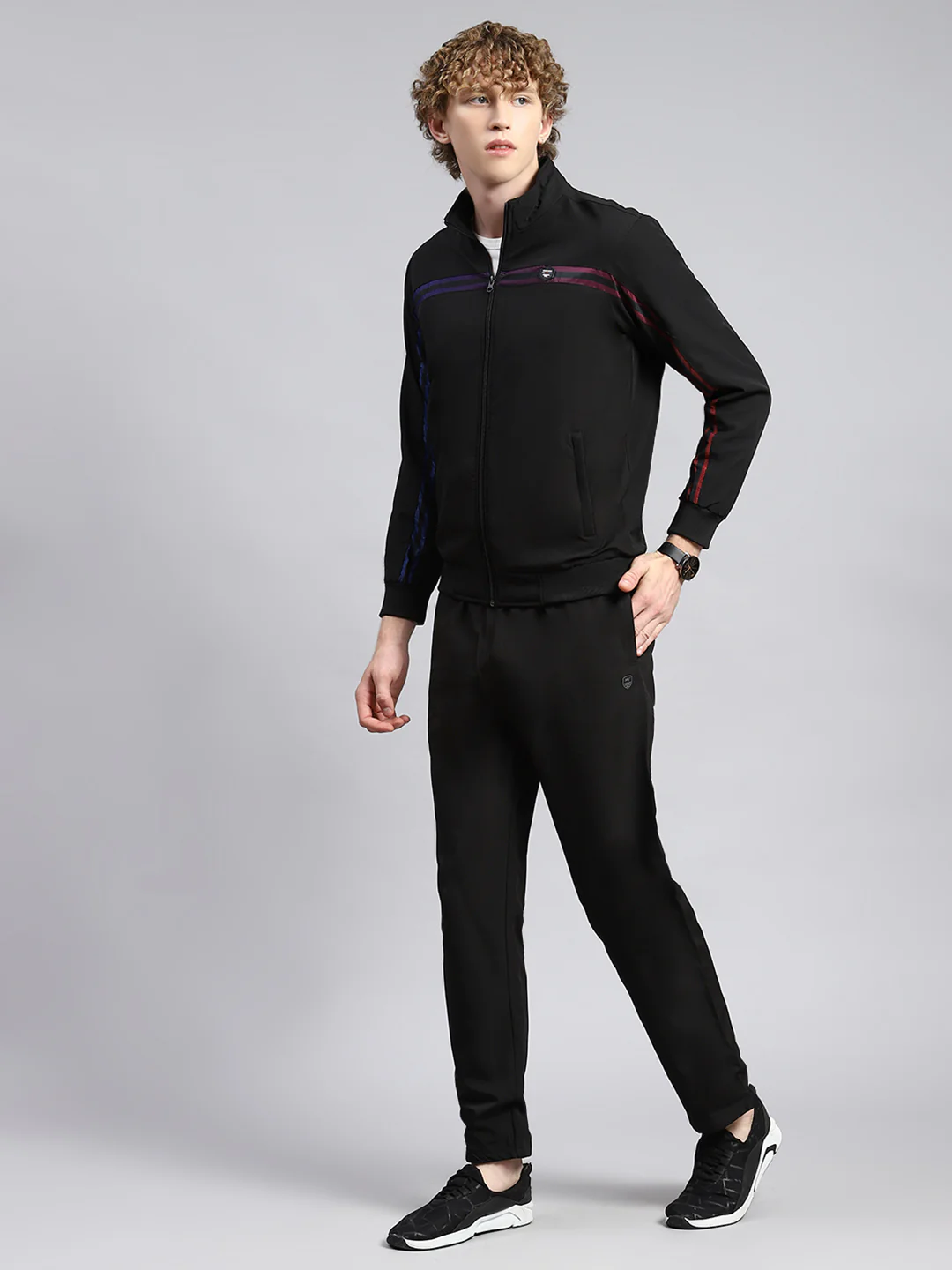 Men Black Plain Tracksuit - Image 4