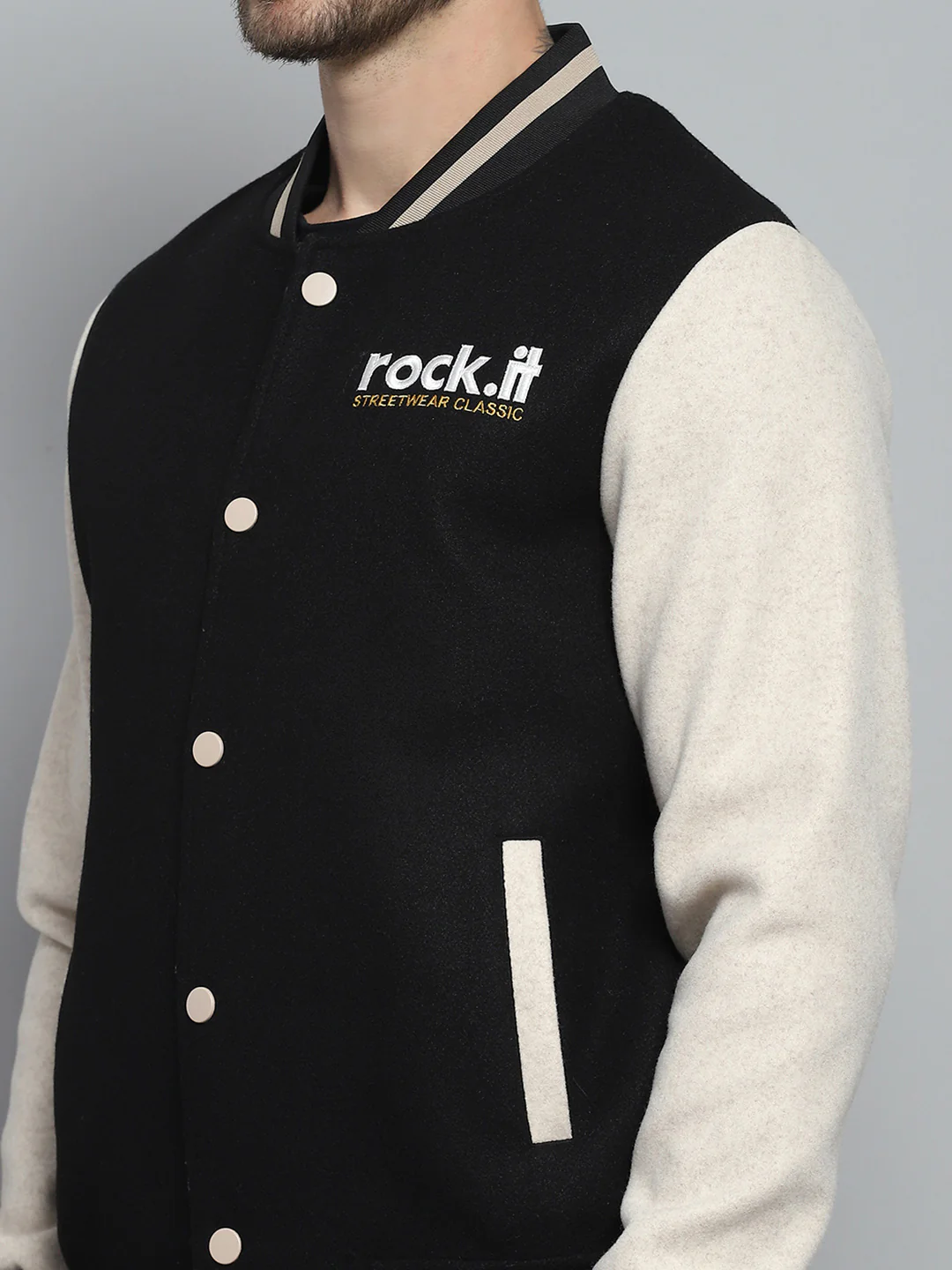 Rock.it Men Black Printed Band Collar Full Sleeve Sweatshirt - Image 7
