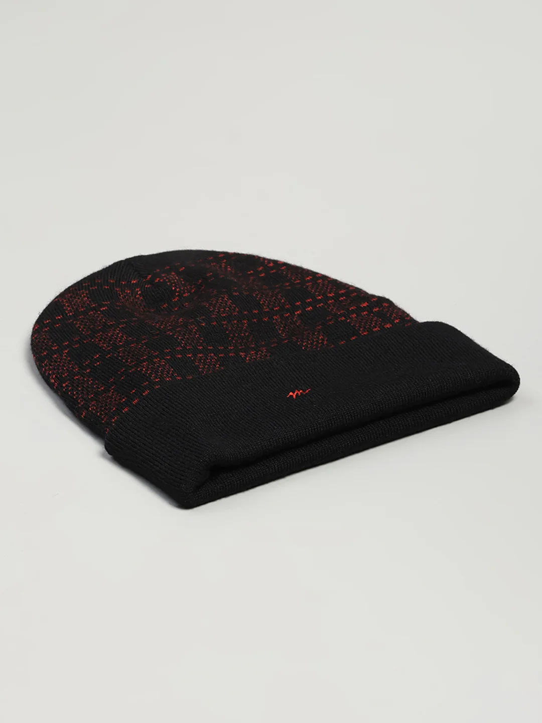 Men Black Printed Blend Wool Cap - Image 6