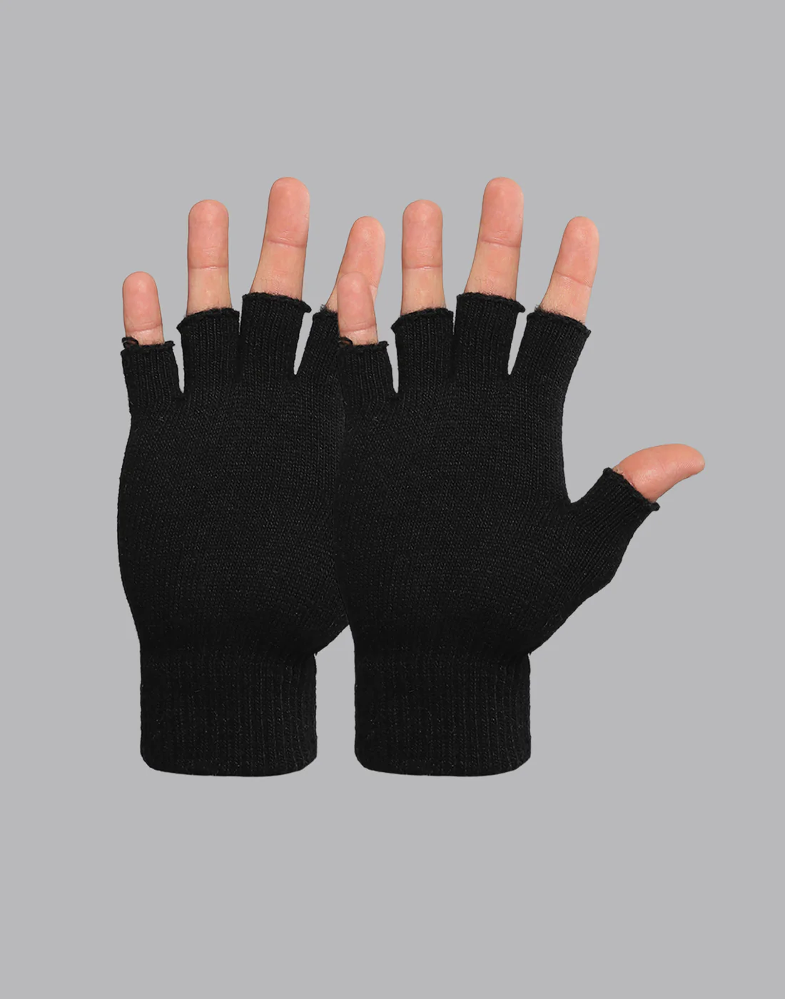 Men Black Printed Blend Wool Gloves - Image 3